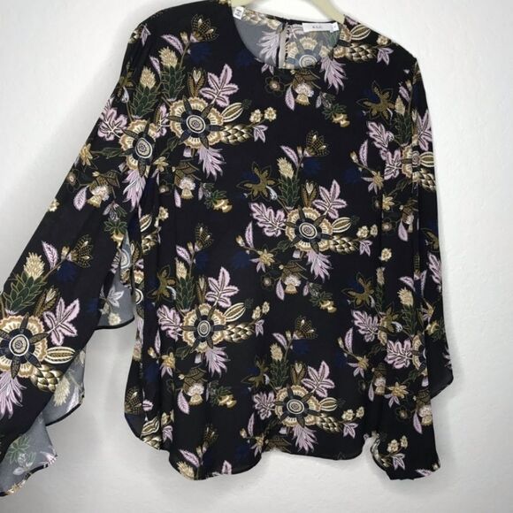 A.L.C. Cooper Silk Floral Open Back Long Sleeve Blouse sz 4 - Picture 9 of 15